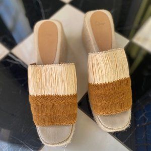 CASTANER Tonia Bicolor Raffia Wedge Espadrilles